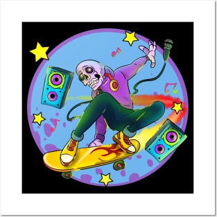 Skateboarding Skull Punk Posters and Art